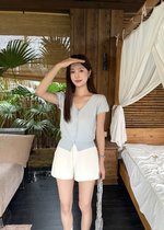 Liana Pearl Buttoned Knit in Baby Blue