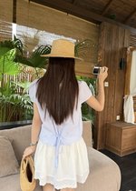 Elise Embroidery Lacey Blouse in Blue