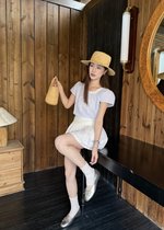 Elise Embroidery Lacey Blouse in Blue