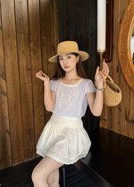 Elise Embroidery Lacey Blouse in Blue