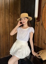 Elise Embroidery Lacey Blouse in Blue