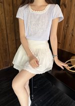 Elise Embroidery Lacey Blouse in Blue