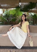 Liana Pearl Buttoned Knit in Baby Yellow