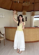 Lacey Flare Long Skirt in White