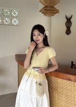 Liana Pearl Buttoned Knit in Baby Yellow