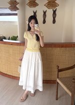 Lacey Flare Long Skirt in White