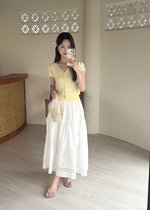 Liana Pearl Buttoned Knit in Baby Yellow