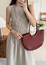 Celeste Grid Long Dress in White