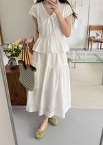 Alice Ribbon Lacey Blouse in White
