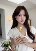 Alice Ribbon Lacey Blouse in White