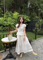 Alice Ribbon Lacey Blouse in White