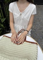 Alice Ribbon Lacey Blouse in White