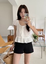 Evelyn Lacey Ribbon Blouse in White