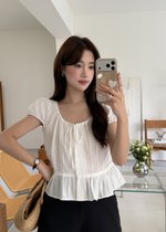 Evelyn Lacey Ribbon Blouse in White