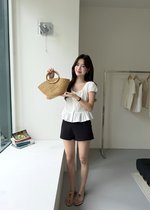Evelyn Lacey Ribbon Blouse in White