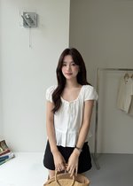 Evelyn Lacey Ribbon Blouse in White