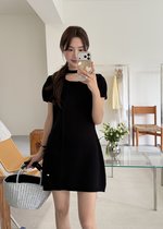 Elyssa A-line Knit Dress in Black