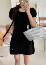 Elyssa A-line Knit Dress in Black