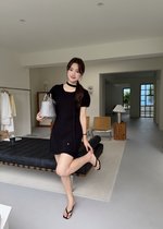 Elyssa A-line Knit Dress in Black