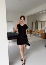 Elyssa A-line Knit Dress in Black