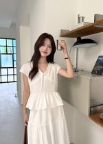 Alice Ribbon Lacey Blouse in White