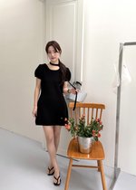 Elyssa A-line Knit Dress in Black
