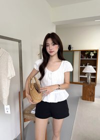 Evelyn Lacey Ribbon Blouse in White