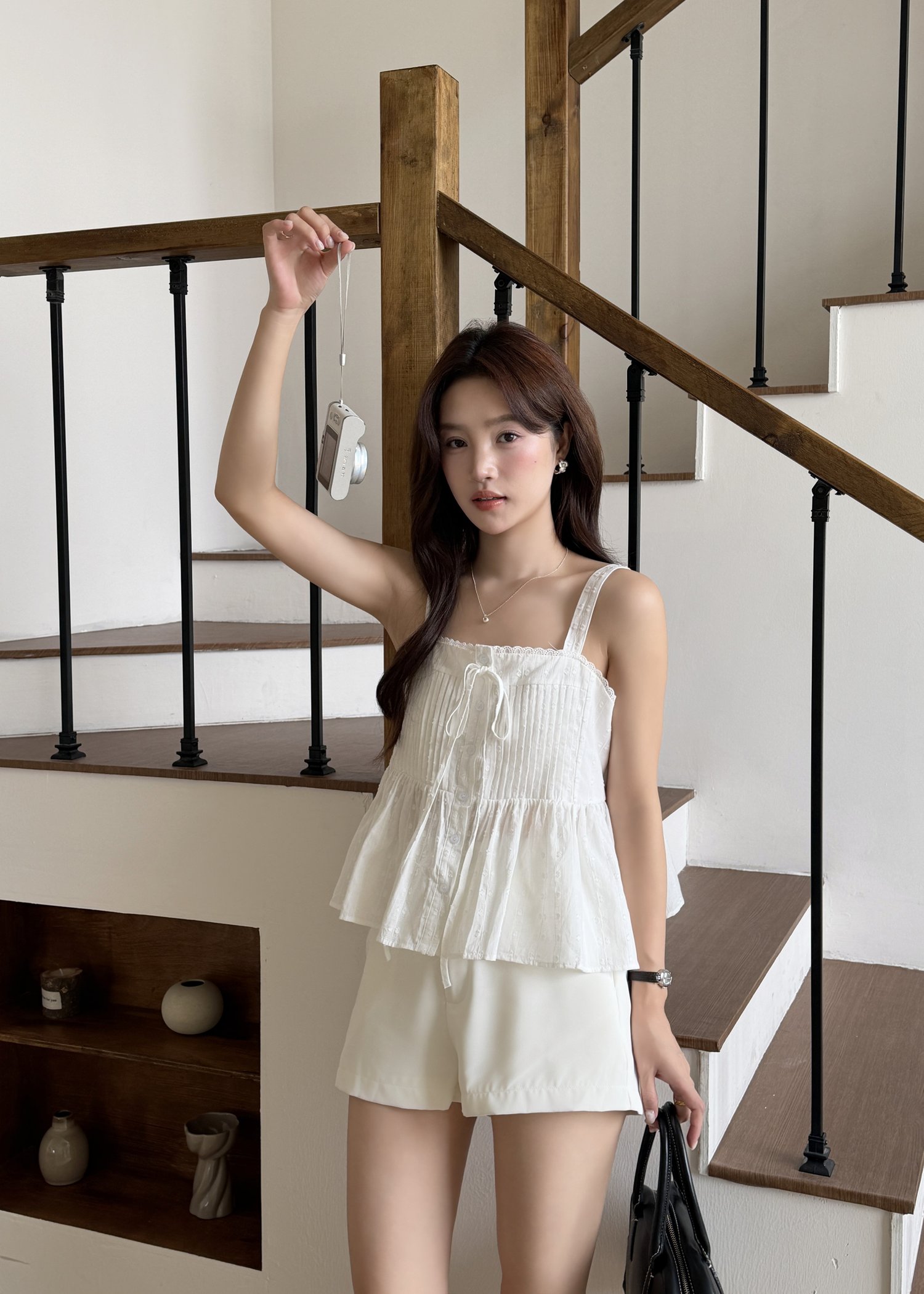 Jerlyn Pleated Cami Top in White