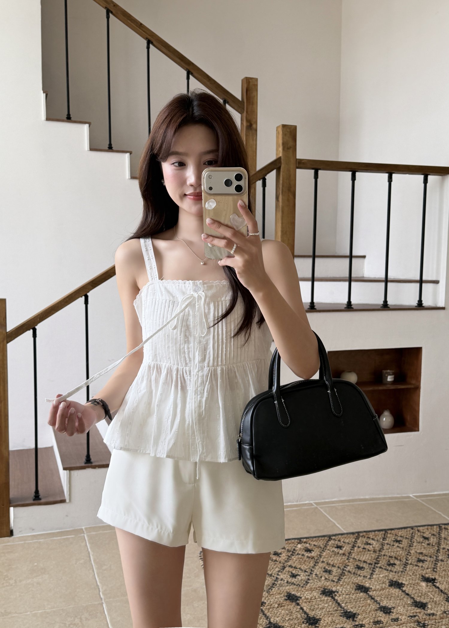 Jerlyn Pleated Cami Top in White