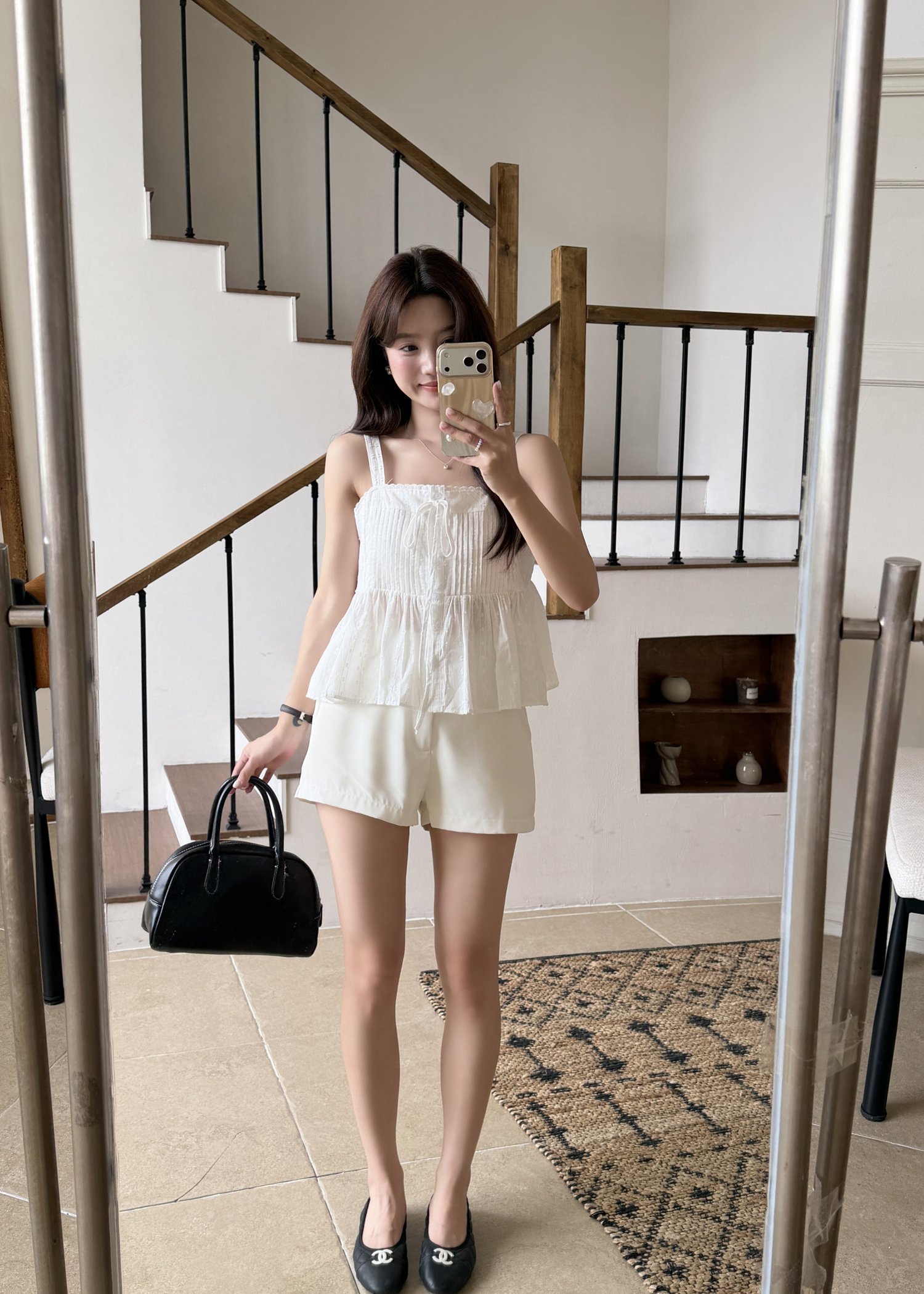 Jerlyn Pleated Cami Top in White