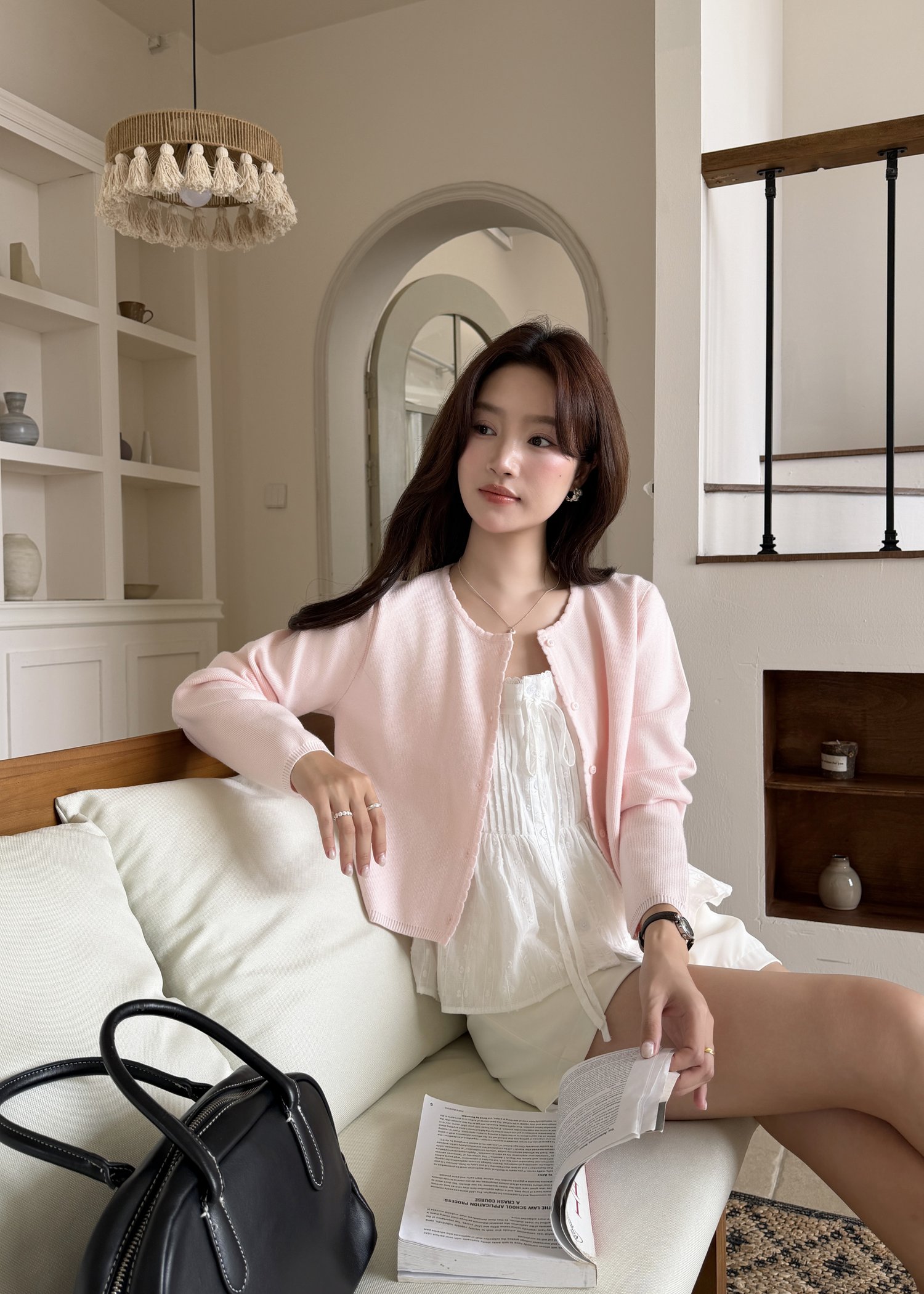 Lara Fufu Knit Top in Baby Pink