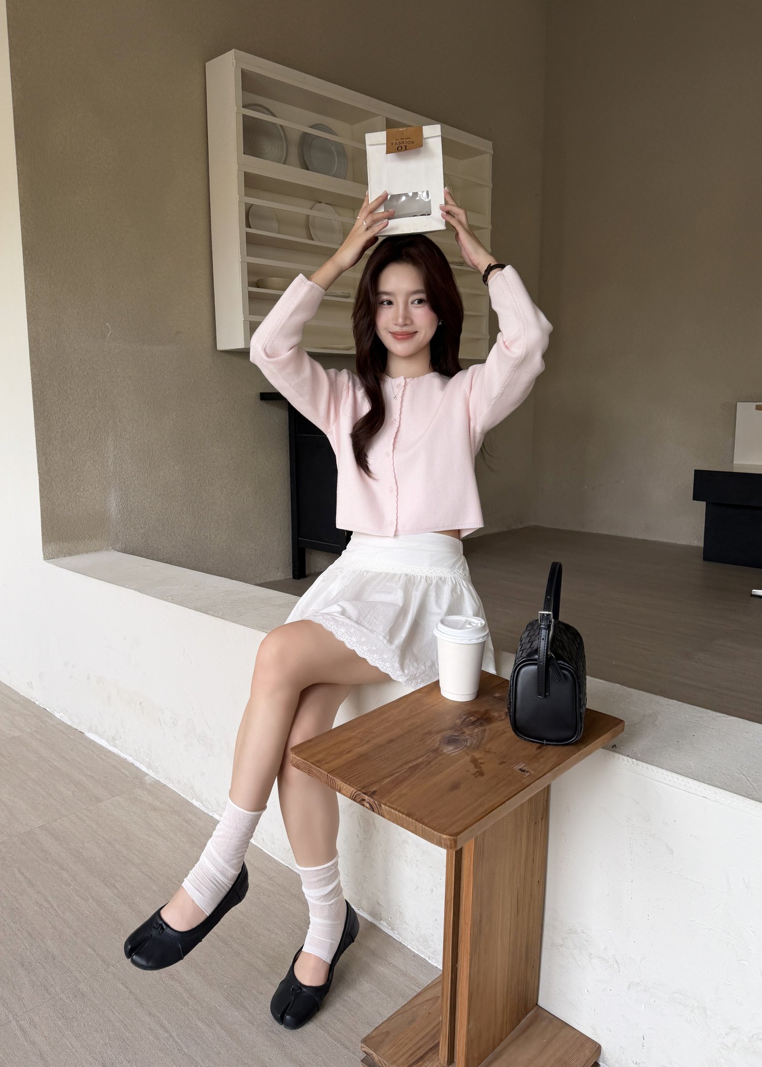Lara Fufu Knit Top in Baby Pink
