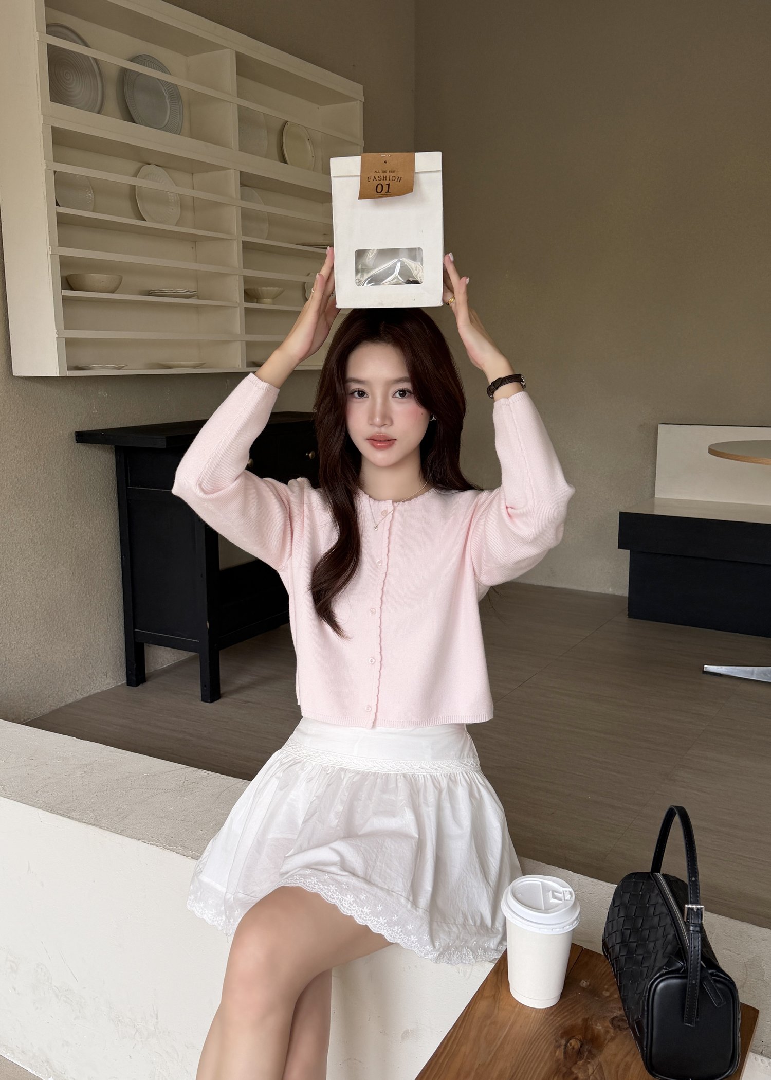 Lara Fufu Knit Top in Baby Pink