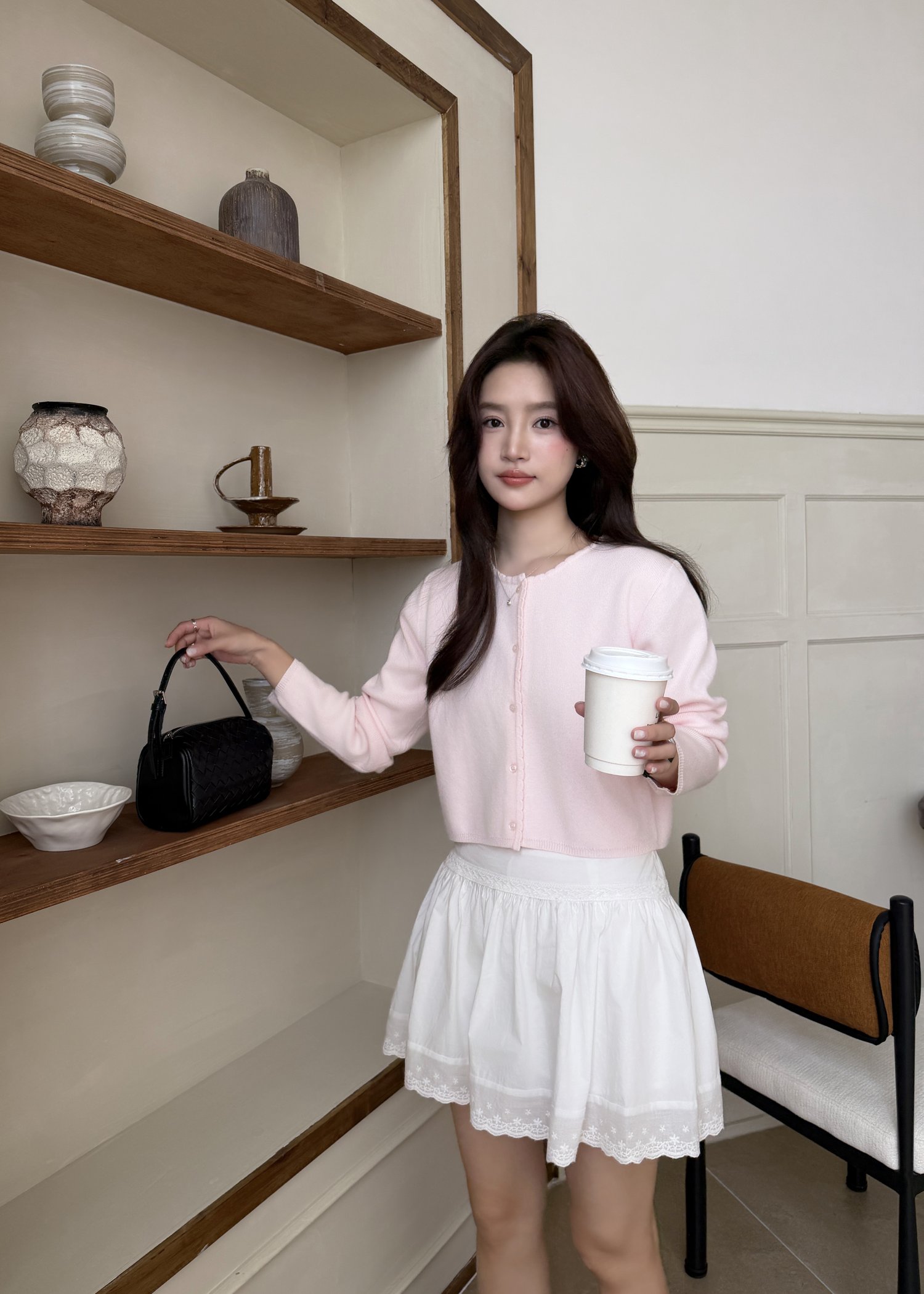 Lara Fufu Knit Top in Baby Pink