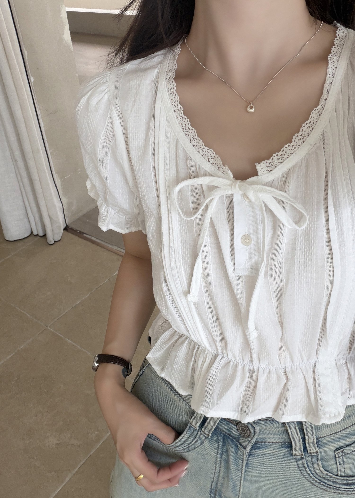Carol Lacey Blouse in White