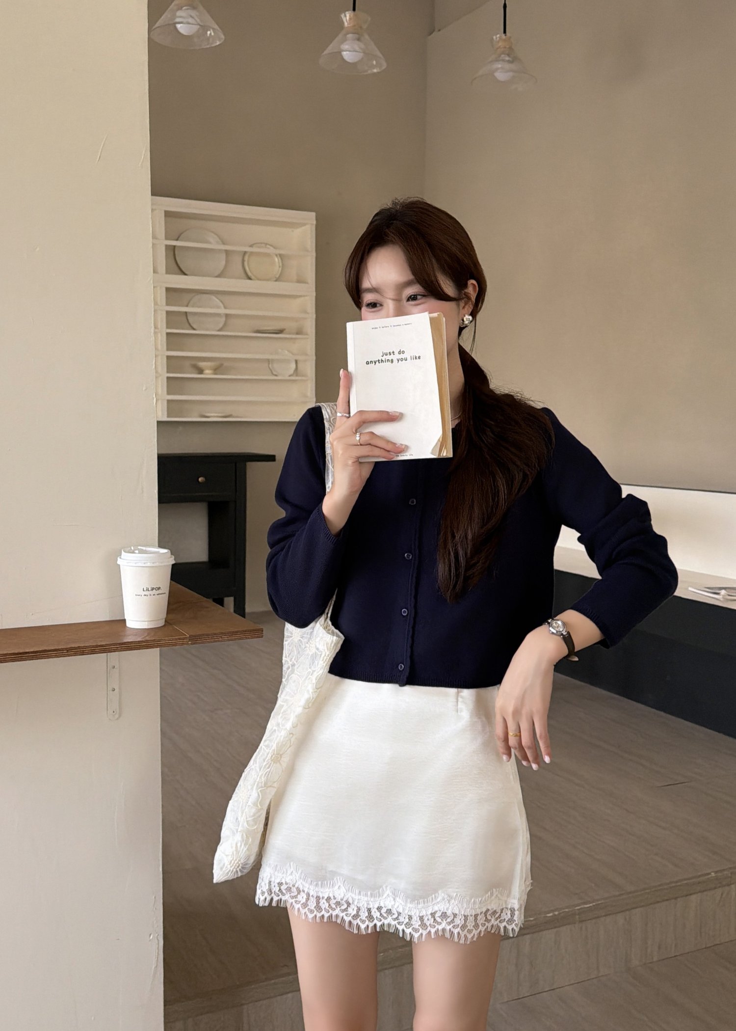 Lara Fufu Knit Top in Navy Blue