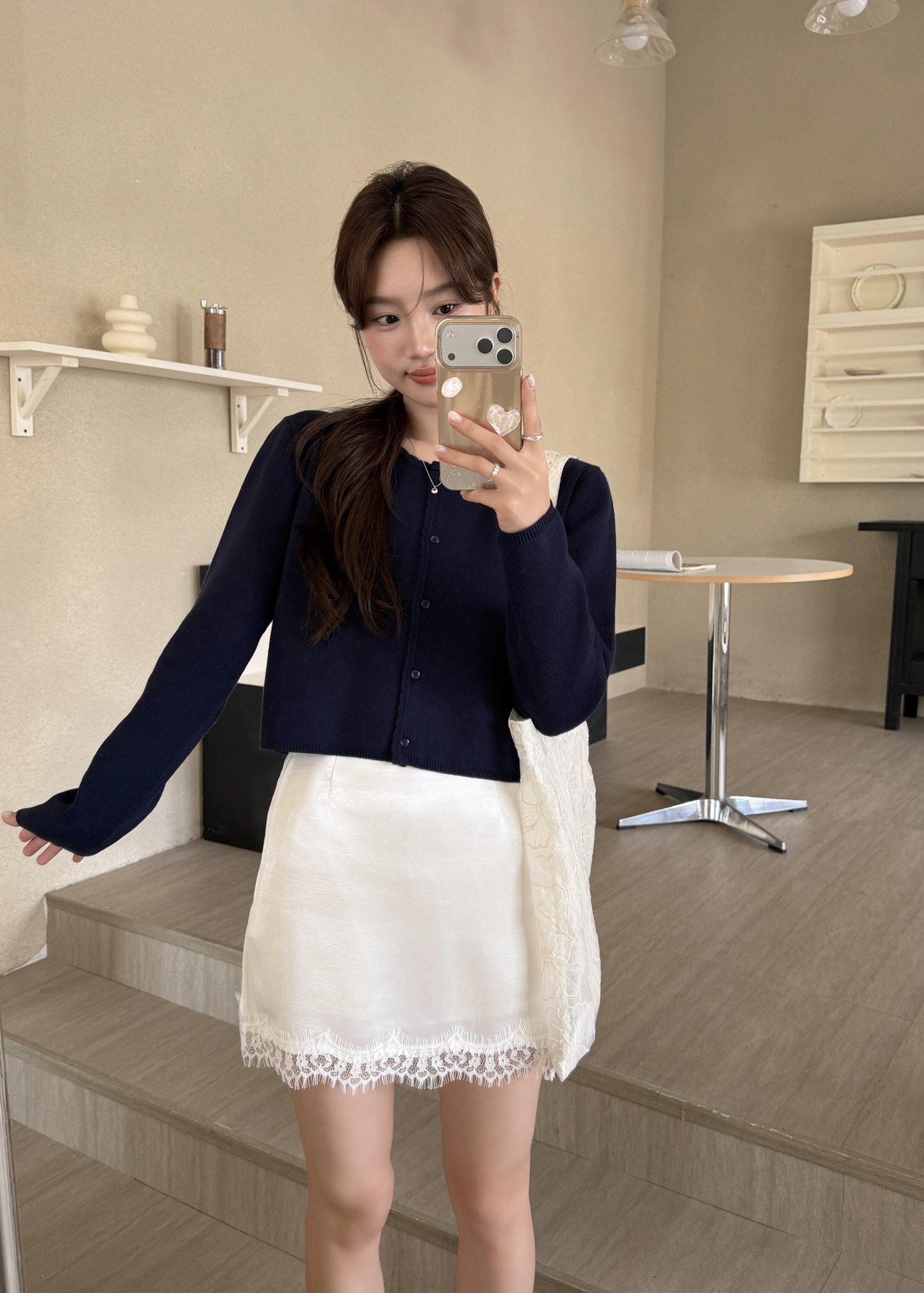 Mina Satin Skort in Champagne