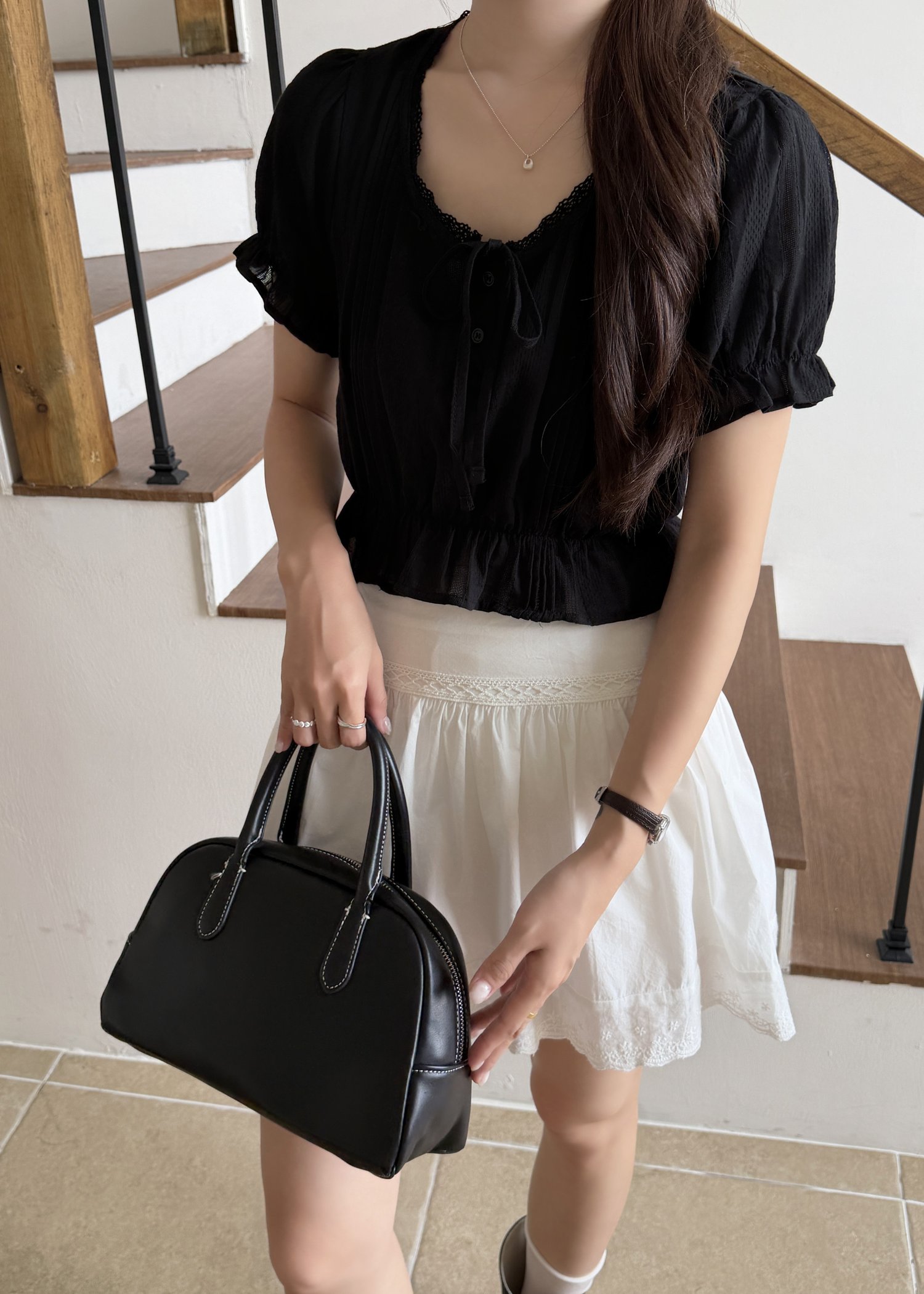 Carol Lacey Blouse in Black