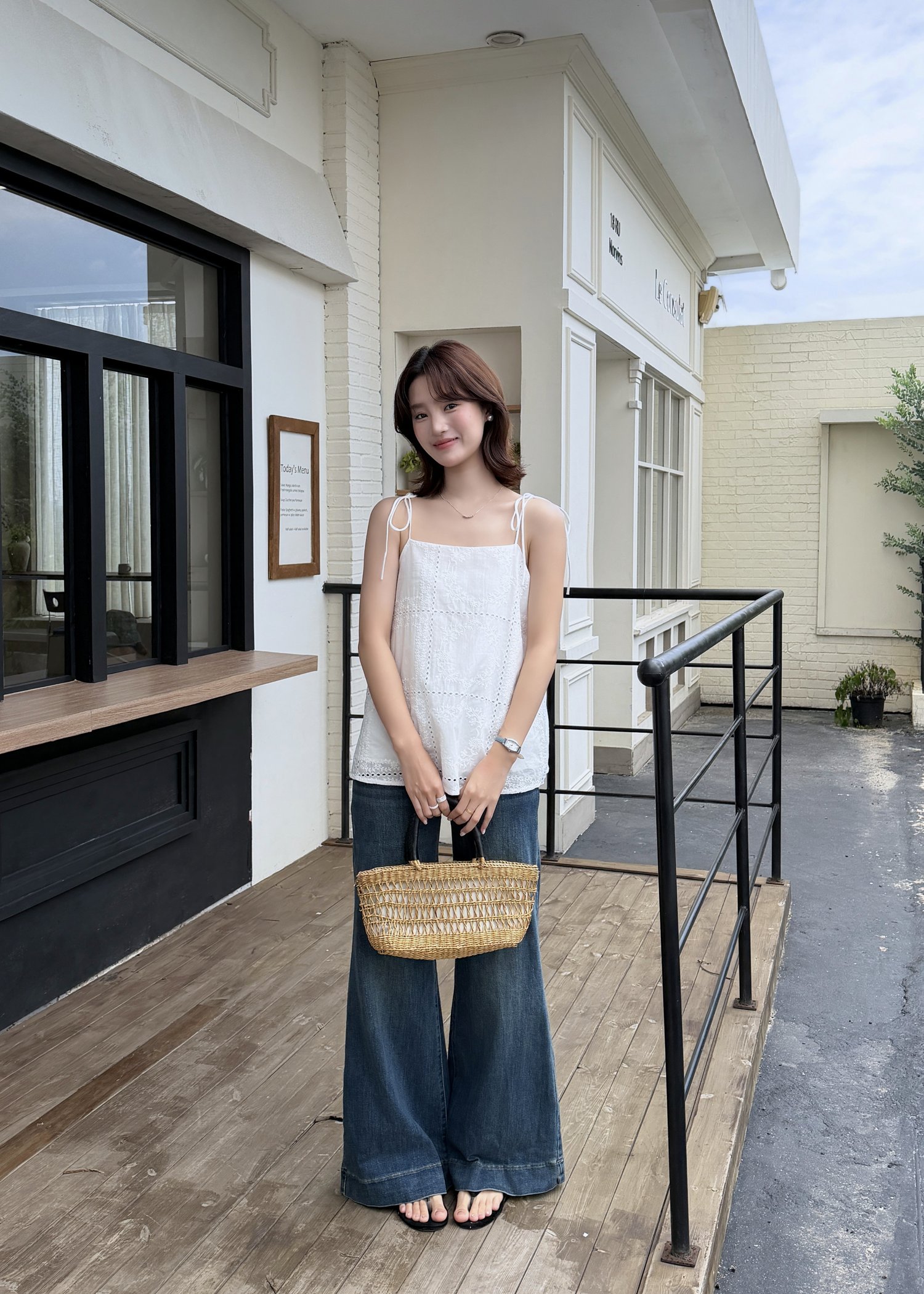Annie Embroidery Eyelet Top in White