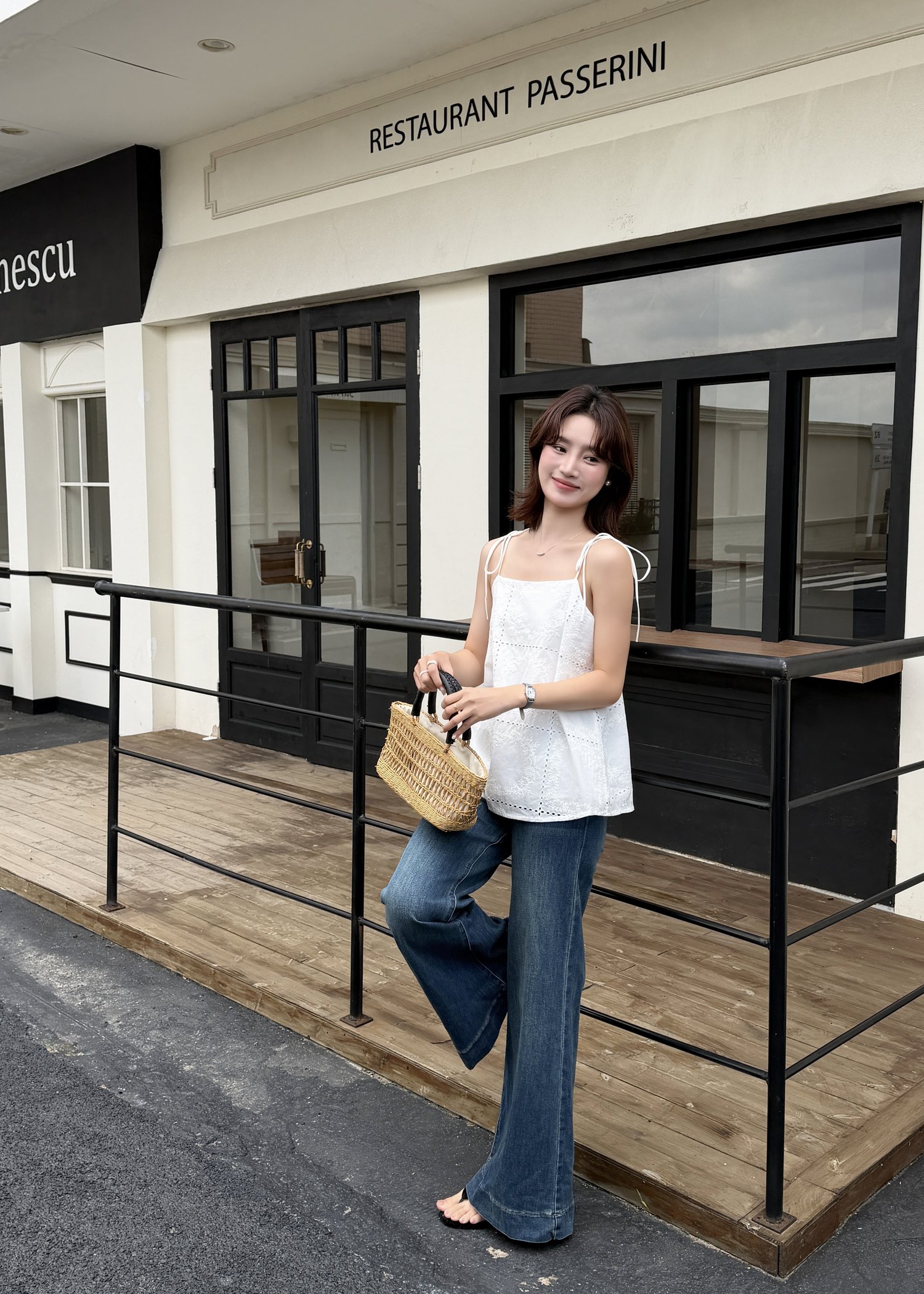Annie Embroidery Eyelet Top in White