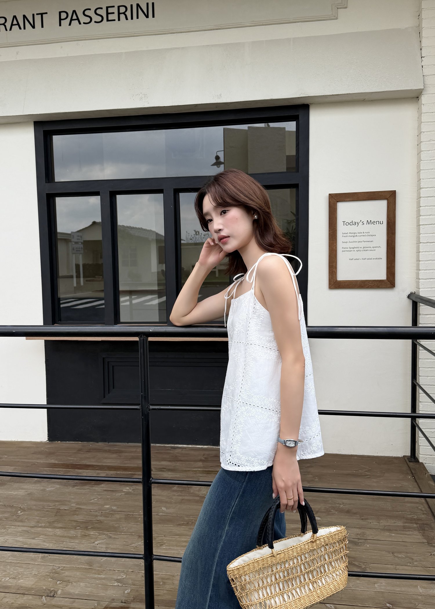 Annie Embroidery Eyelet Top in White