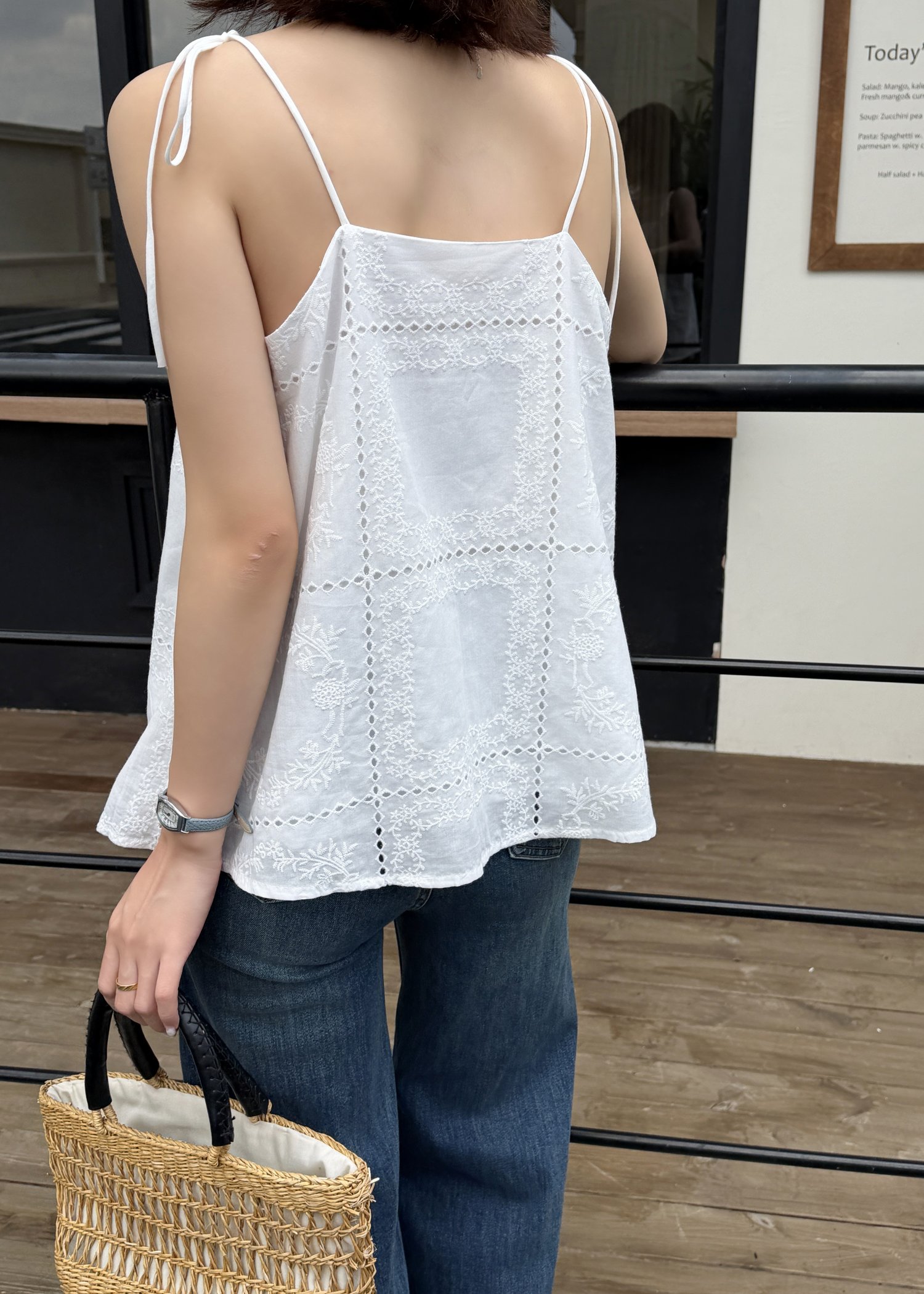 Annie Embroidery Eyelet Top in White