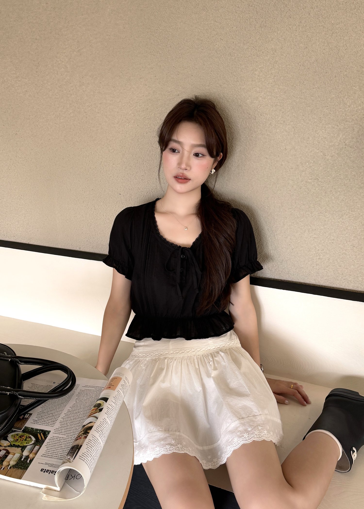 Carol Lacey Blouse in Black