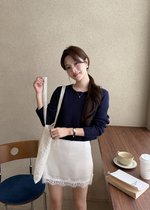 Lara Fufu Knit Top in Navy Blue