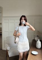 Daphne Buttoned Knit Top in Baby Blue