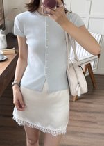 Daphne Buttoned Knit Top in Baby Blue