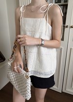 Annie Embroidery Eyelet Top in Apricot