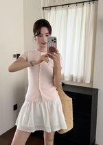 Daphne Buttoned Knit Top in Baby Pink