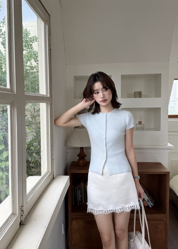 Mina Satin Skort in Champagne