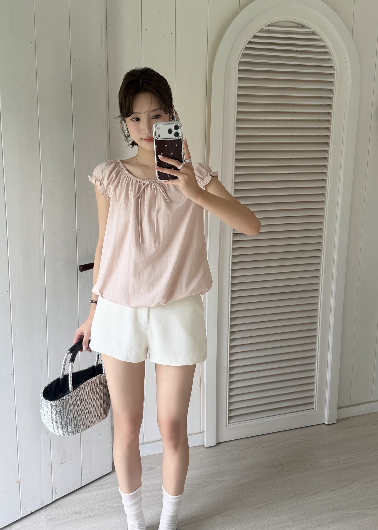 Lana Ribbon Puffy Top in Pink